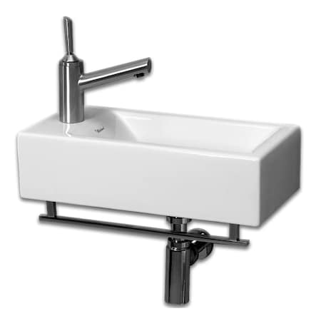 Whitehaus Isabella Collection Small Wall Mount Basin W/ Crome Towel Bar And Cent WH1-114LTB